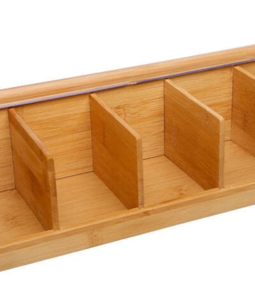 Caja Bambú Organizadora para Té con 5 Compartimentos