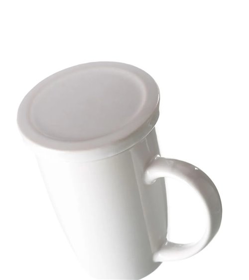 Taza de Té de Cerámica Blanca con Filtro