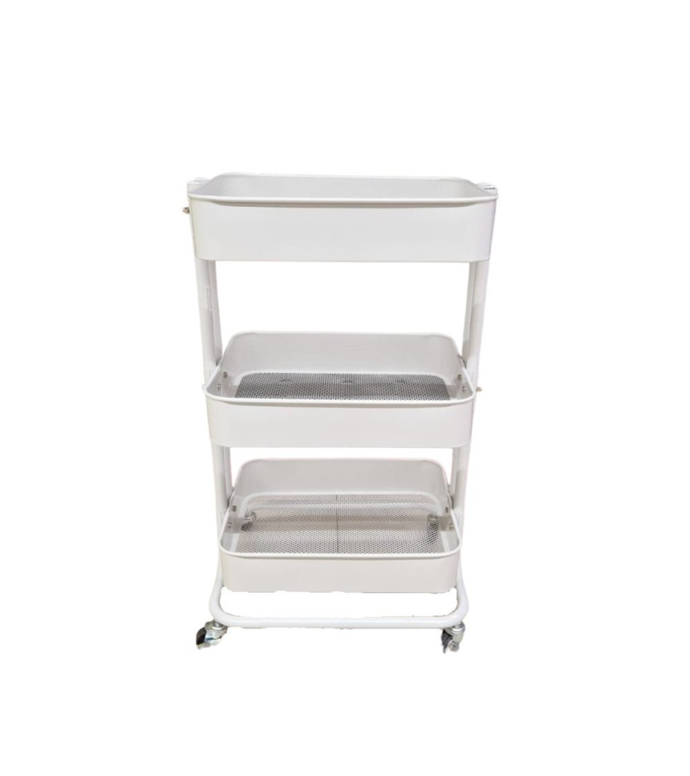 Carrito Auxiliar Blanco de Metal para Múltiples Usos Carrito Auxiliar Blanco de Metal para Múltiples Usos