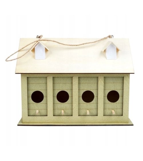 Casita para Pájaros Verde con 4 Secciones