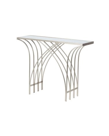 Consola Elegante con Arco de Metal y Tablero Espejo