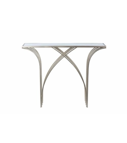 Consola Elegante con Arco de Metal y Tablero Espejo