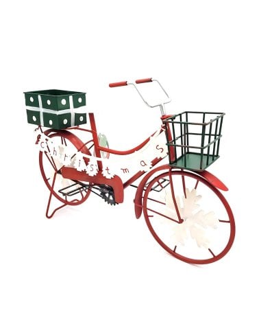 Bicicleta Navideña de Metal con Cesta y Cajón