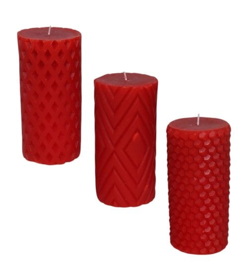 Vela Roja con Relieve para Decoración Navideña
