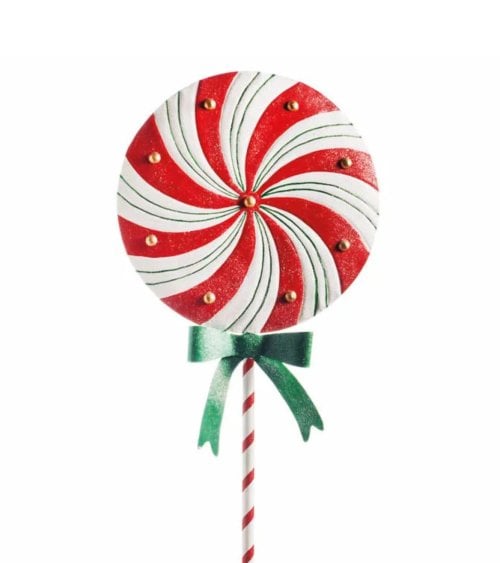 Piruleta de Caramelo de Pie con Base Blanca y Roja