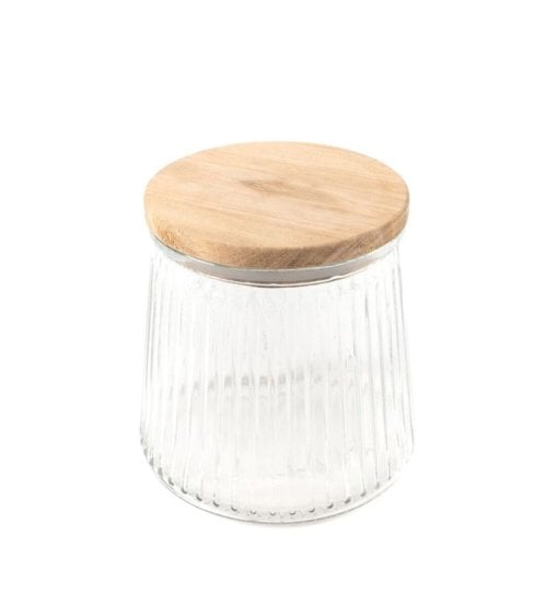 Tarro de Cocina de Cristal con Tapa de Madera