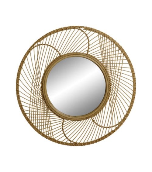 Espejo Cicular de Ratán para Decoración de Pared