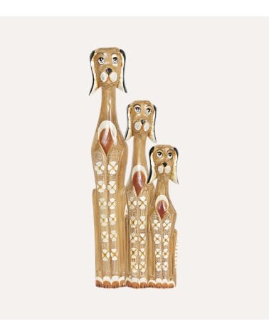 Figura Decorativa de Perro Largo de Madera