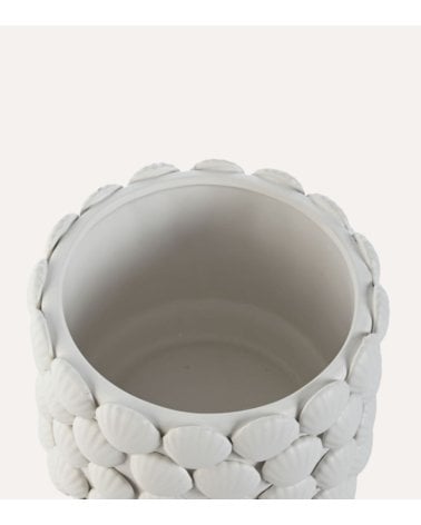 Jarrón de Conchas Blancas de Gres