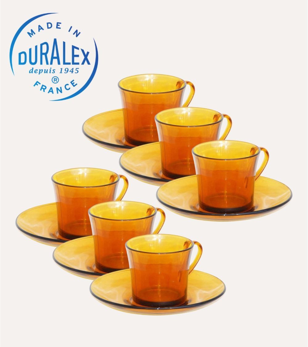 Set de 6 Tazas y Platos Ambar Lys de Duralex Set de 6 Tazas y Platos Ambar Lys de Duralex