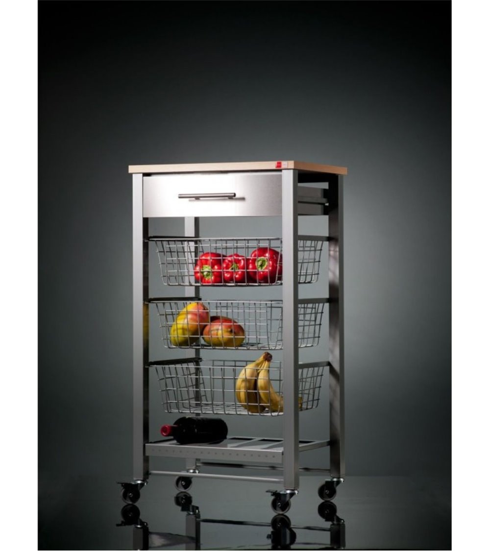 Carro auxiliar cocina de 3 canastas Ref: 2108-004
