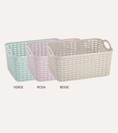 Cesta con Asas Rattan de Plástico