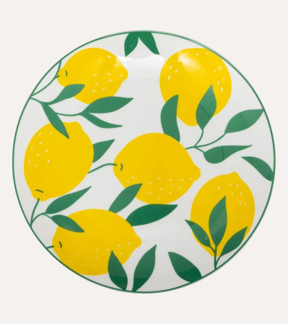 Plato Llano Limones de Porcelana