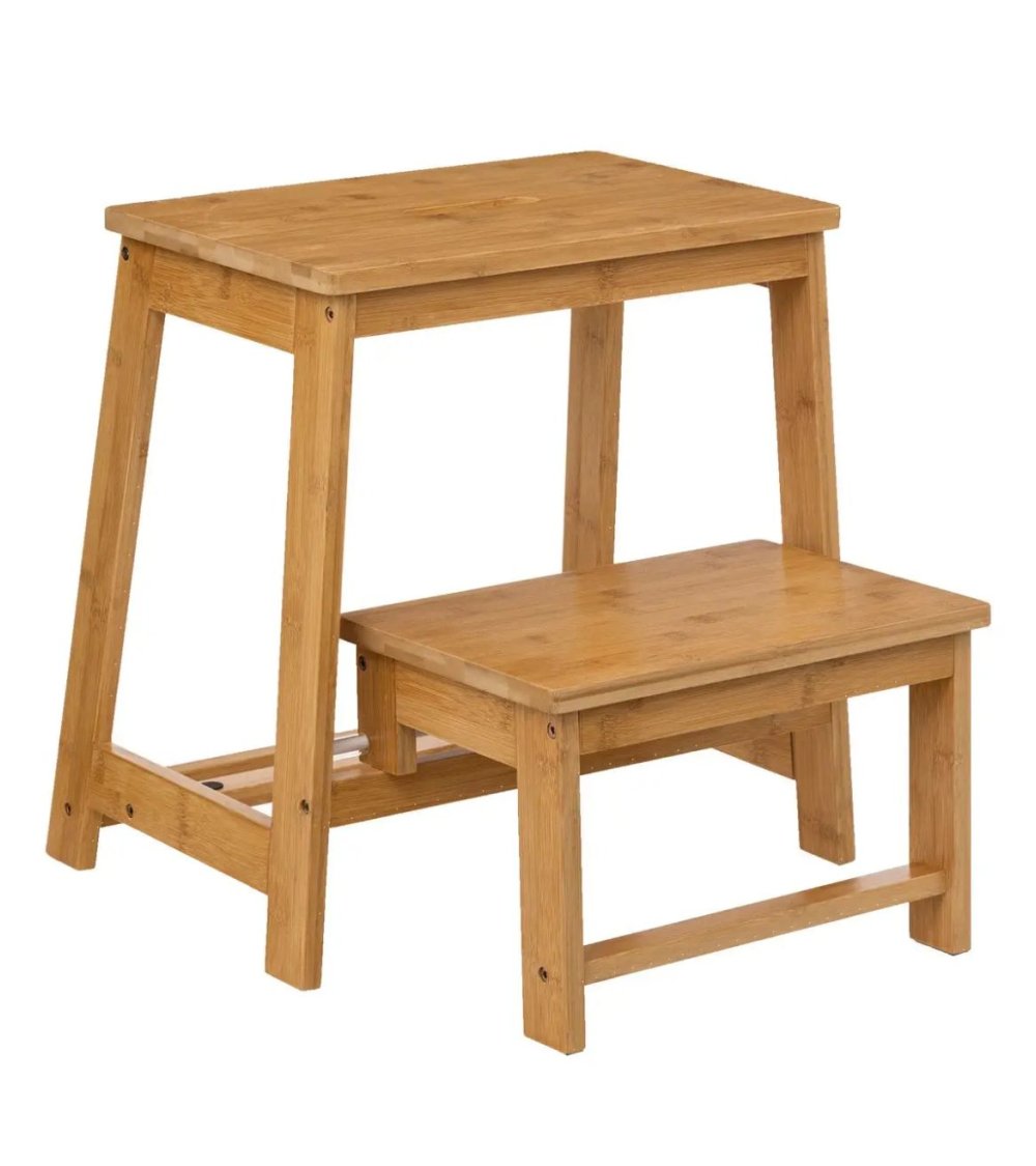 Taburete de madera maciza, taburete pequeño de madera, taburete de madera  rectangular, portátil, escalera de escalón pequeña para cocina, baño
