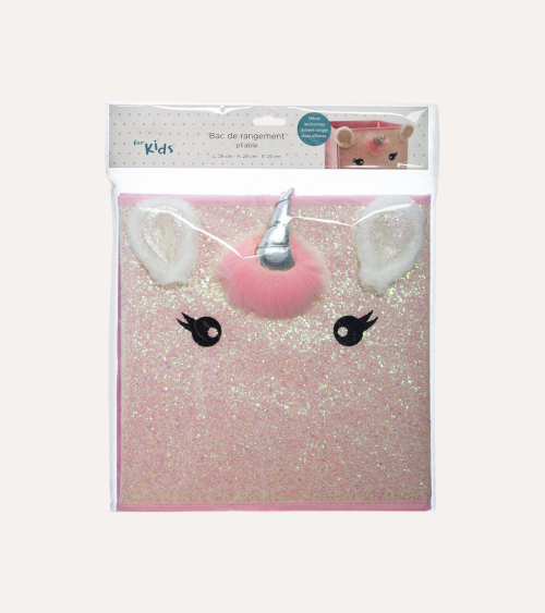 Cesta Plegable de Unicornio Infantil de Terciopelo