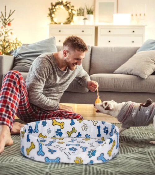 Cama para Mascotas Huesitos de Poliéster