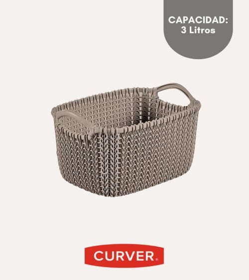 Cesta con Asas Knit de Plástico