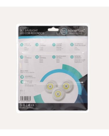 Set de 3 Luces con Pulsador LED Redondas