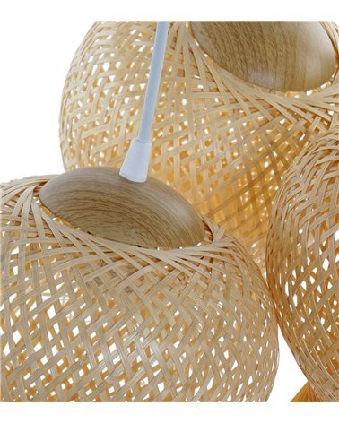 Lámpara de Techo con Seis Pantallas de Bambú