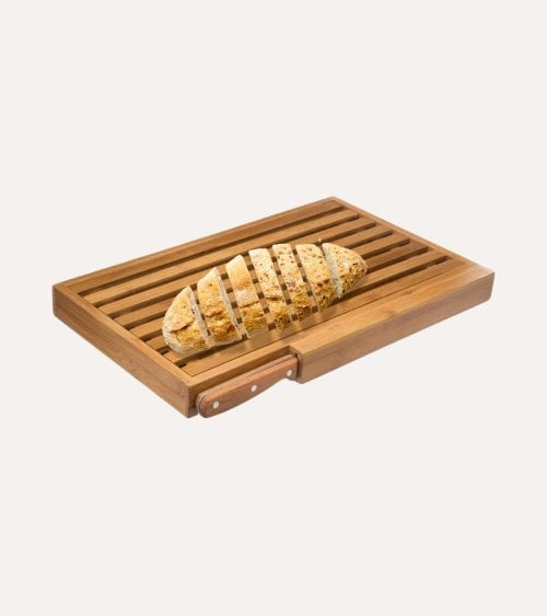 Tabla de Cortar Pan con Cuchillo de Bambú