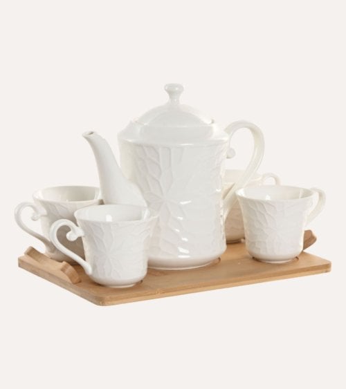 Set de Café Hada de 4 Tazas y Tetera de Porcelana
