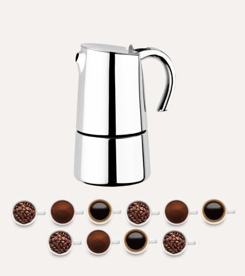 Cafetera Italiana Bella de Acero Inoxidable 18/10