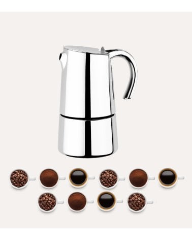Cafetera Italiana Bella de Acero Inoxidable 18/10