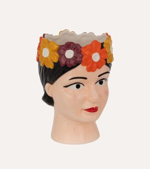 Jarrón Cabeza Mujer Floral de Cerámica