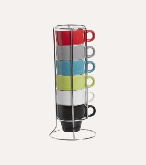 Soporte de 6 Vasos Colorama de Loza