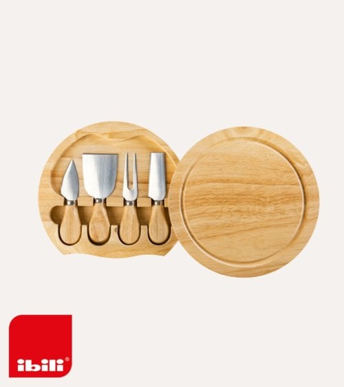 Set de 4 Cuchillos para Queso en Base de Madera