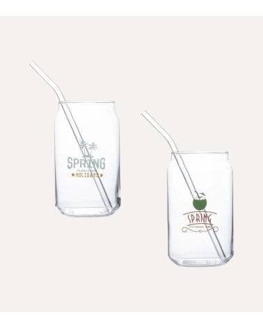 Vaso de Cóctel con Pajita de Vidrio