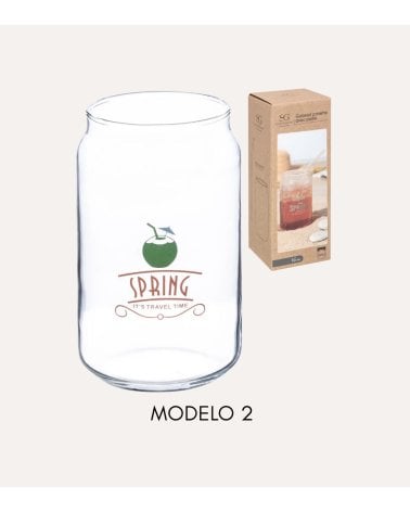 Vaso de Cóctel con Pajita de Vidrio