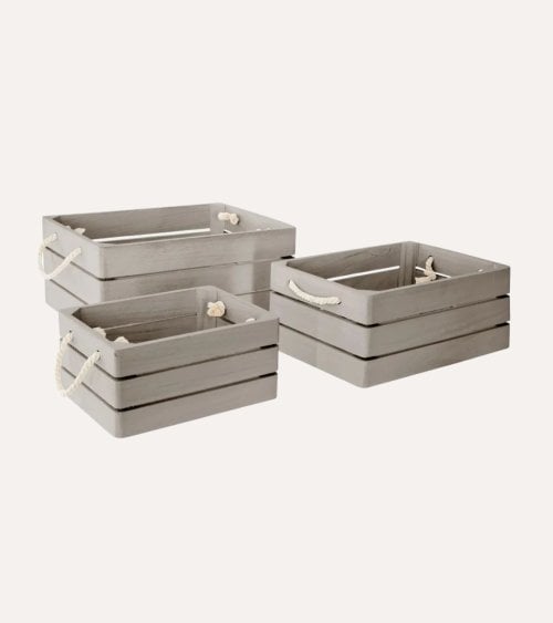 Caja Dream con Asas de Cuerda de Madera