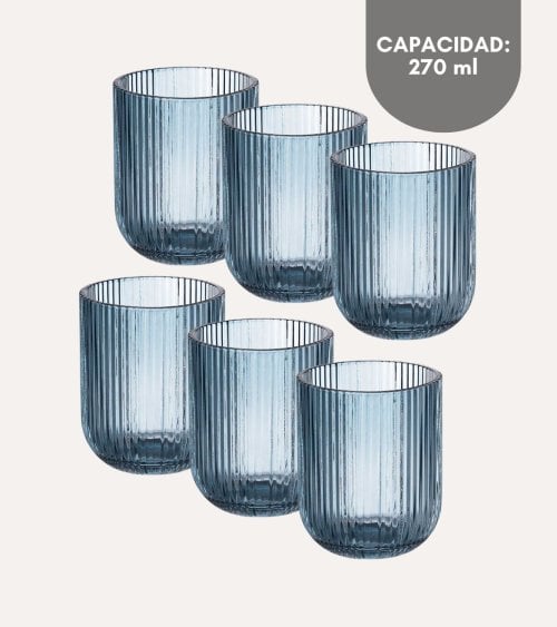 Set de 6 Vasos Agata de Cristal Tallado