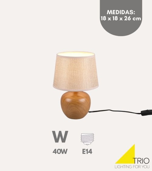 Lámpara de Mesa Luxor de Cerámica con Acabado Madera