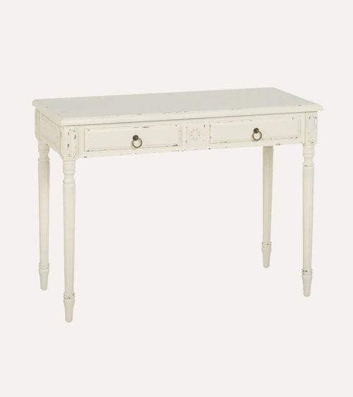Consola Bianca con 2 Cajones de Madera de Abeto