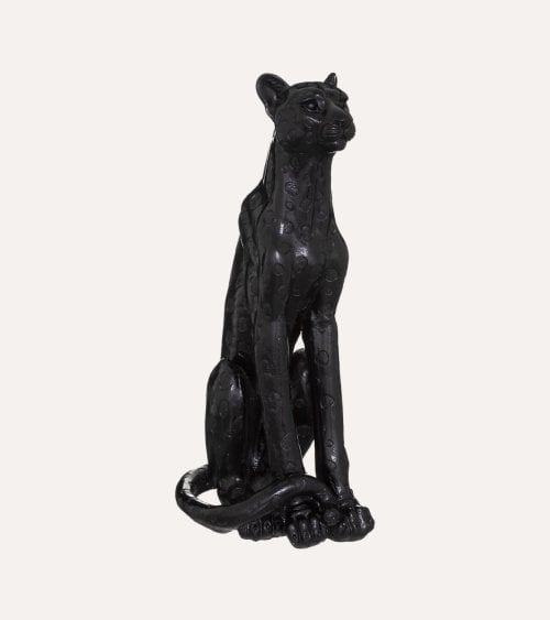 Figura Decorativa Leopardo Sentado de Fibra de Magnesio