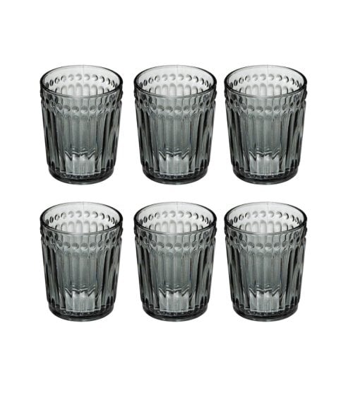 Set de 6 Vasos de Cristal Tallado en Negro Mona-1