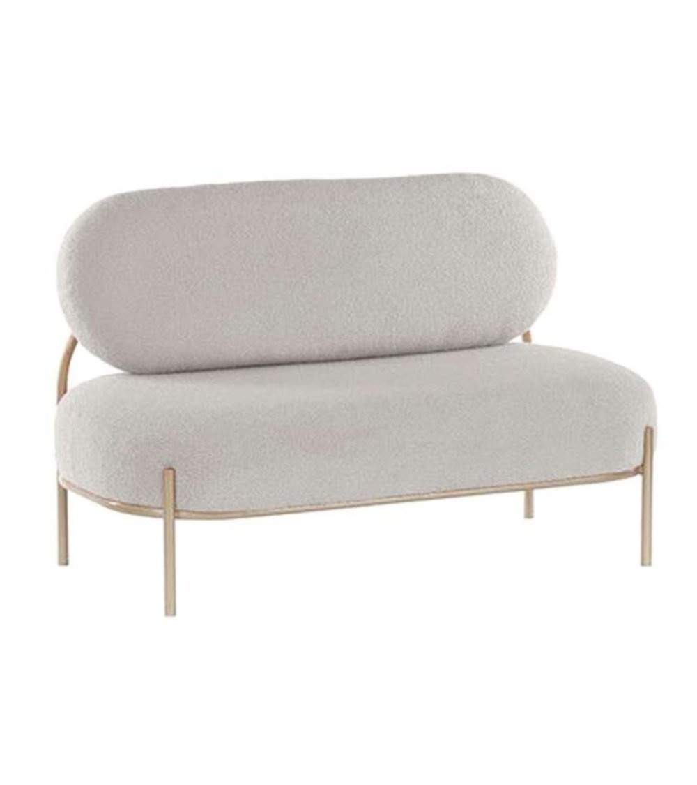 Sofa Beige de Poliester con acabado de Borreguillo - Sofá Elegante y Comodo